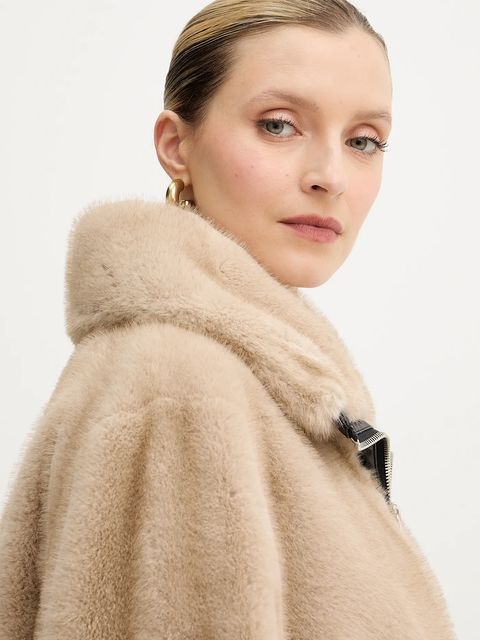 Pinko kurtka kolor beżowy przejściowa oversize 105399 A2PI