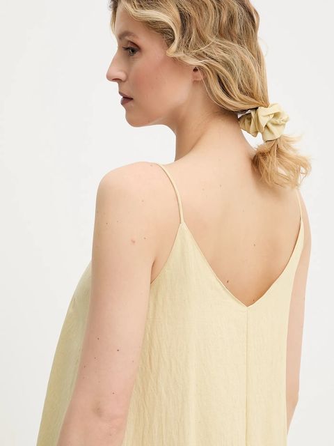 Answear.LAB sukienka z lnem kolor żółty maxi rozkloszowana