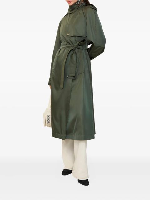 Burberry hooded belted nylon trench coat - Green - zdjęcie produktu nr 2