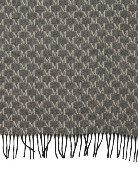 Max Mara monogram-pattern fringed scarf - Black