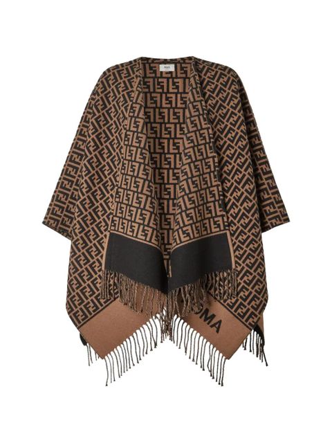 FENDI FF-motif fringed poncho - Brown - zdjęcie produktu nr 1