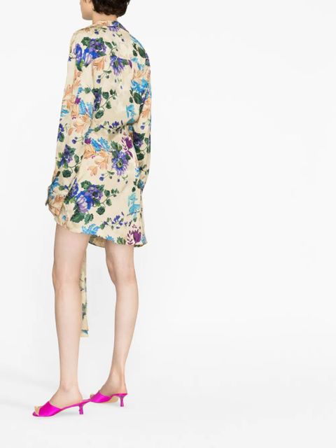 Off-White floral-print asymmetric shirtdress - Neutrals