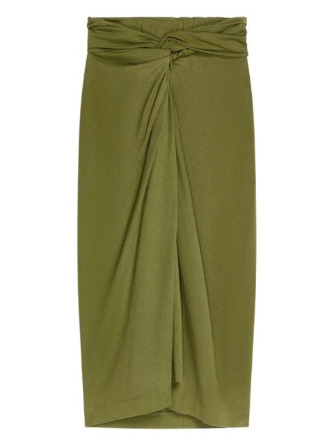 DRIES VAN NOTEN knotted jersey midi skirt - Green - zdjęcie produktu nr 1