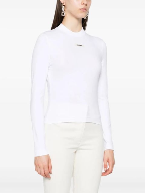 Jacquemus logo-patch long-sleeve T-shirt - White - zdjęcie produktu nr 2