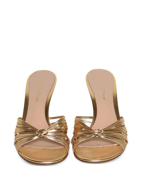 Gianvito Rossi leather-trimmed knotted mules - Gold