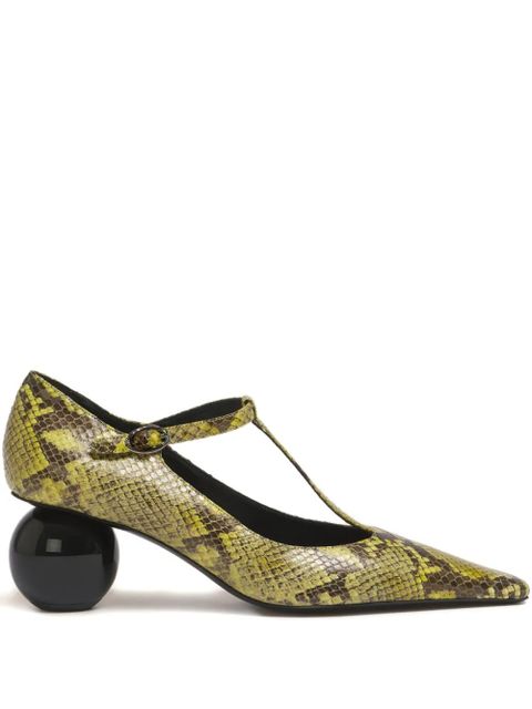 Marni 60mm python-print T-bar pumps - 00V07 Lightlime - zdjęcie produktu nr 1