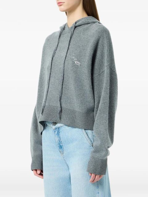 Blumarine rhinestone-embellishment hoodie - Grey