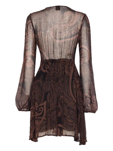 PINKO paisley-print tie-neck mini dress - Brown - zdjęcie produktu nr 2