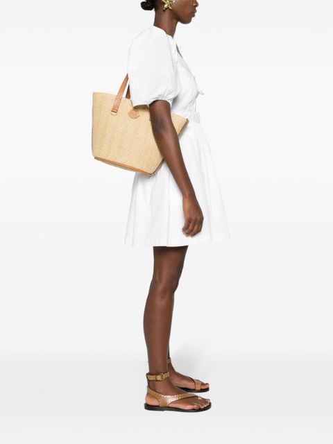 Moncler small Hubba raffia tote bag - Neutrals