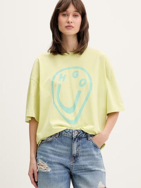 HUGO Blue T-shirt damski bawełniany Oversized_Tee_B - zdjęcie produktu nr 1