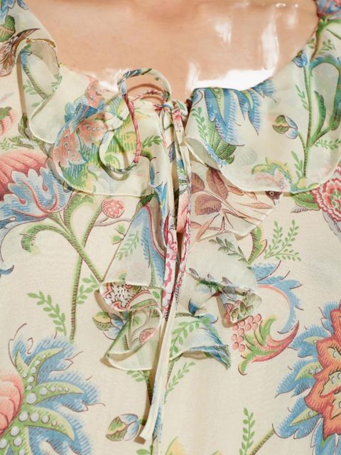 ETRO floral-pattern ruffled mini dress - Neutrals