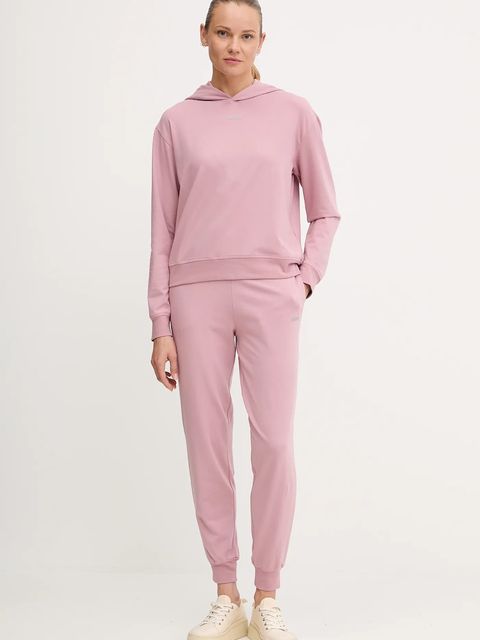 HUGO bluza lounge kolor różowy z kapturem gładka 50490594