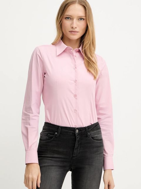 Silvian Heach koszula DILEGE damska kolor różowy slim z kołnierzykiem klasycznym GPA25345CA - zdjęcie produktu nr 1