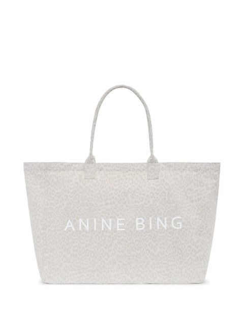ANINE BING leopard-print canvas tote bag - Neutrals - zdjęcie produktu nr 1