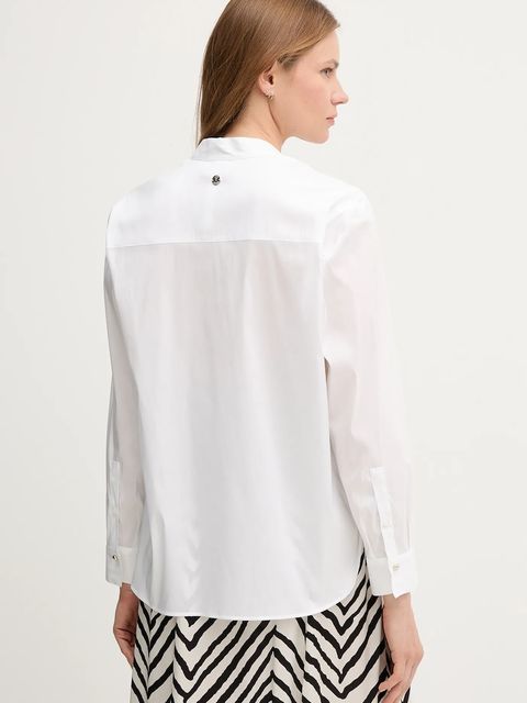 Joop! koszula damska kolor biały relaxed z wiązanym dekoltem 30047570
