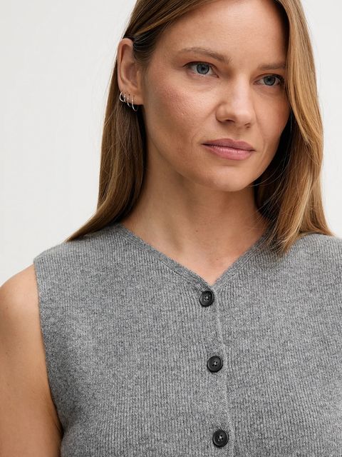 OUI kamizelka z wełną damski kolor szary lekki 86170