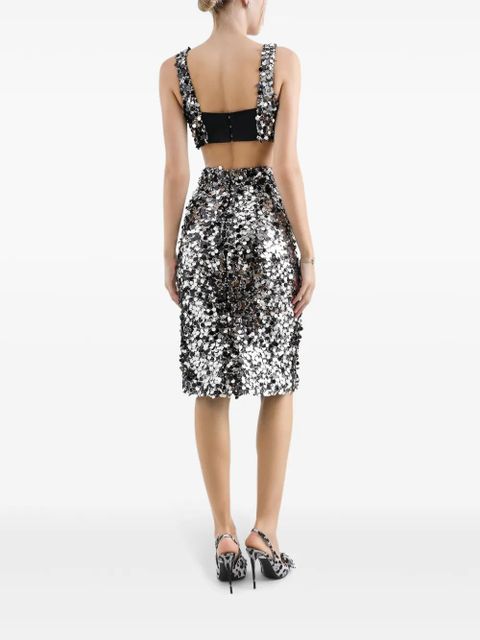 Dolce & Gabbana sequin-embellished cropped top - Silver