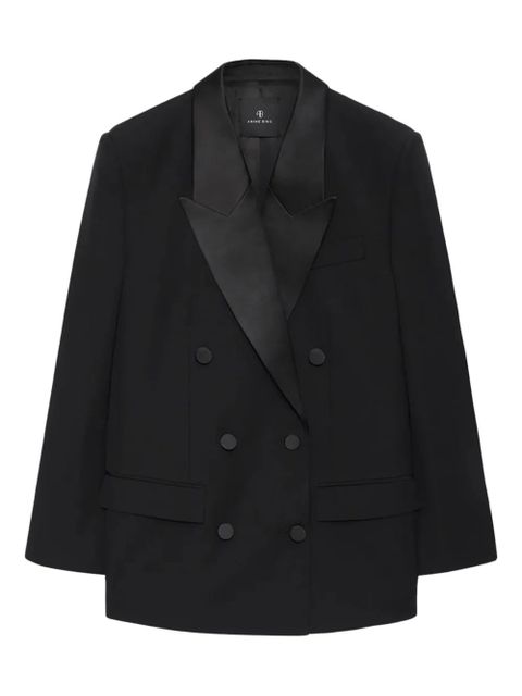 ANINE BING satin-lapel double-breasted blazer - Black - zdjęcie produktu nr 1
