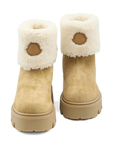 Moncler Aurea shearling logo patch boots - Neutrals