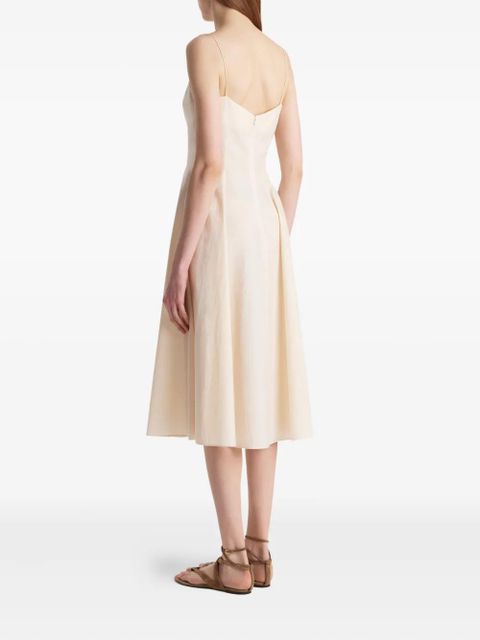 KHAITE Isabella spaghetti-strap A-line midi dress - Neutrals