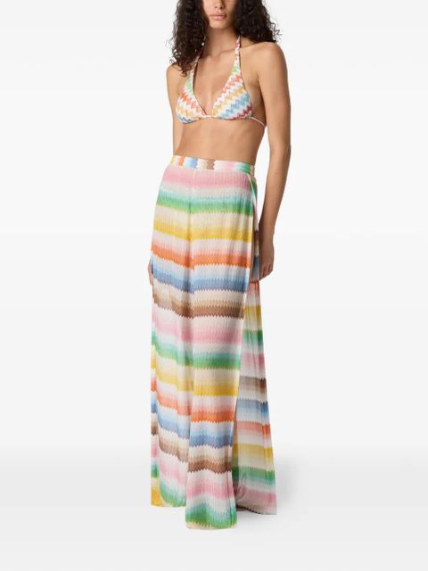 Missoni zigzag-pattern slit beach trousers - White