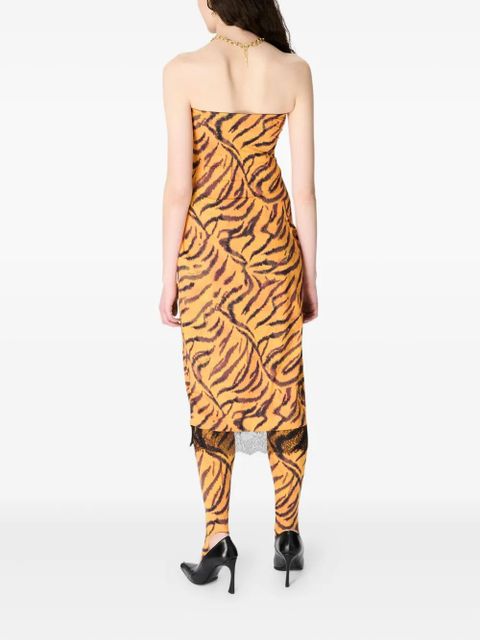 Marine Serre tiger-print tube dress - Orange - zdjęcie produktu nr 2
