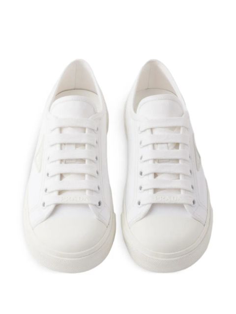 Prada triangle-logo canvas sneakers - White