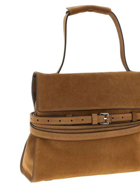 Moschino medium Tie Me belt-detail suede shoulder bag - Brown
