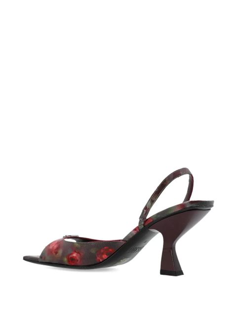 Diesel D-Amber floral-print slingback heeled sandals - Red