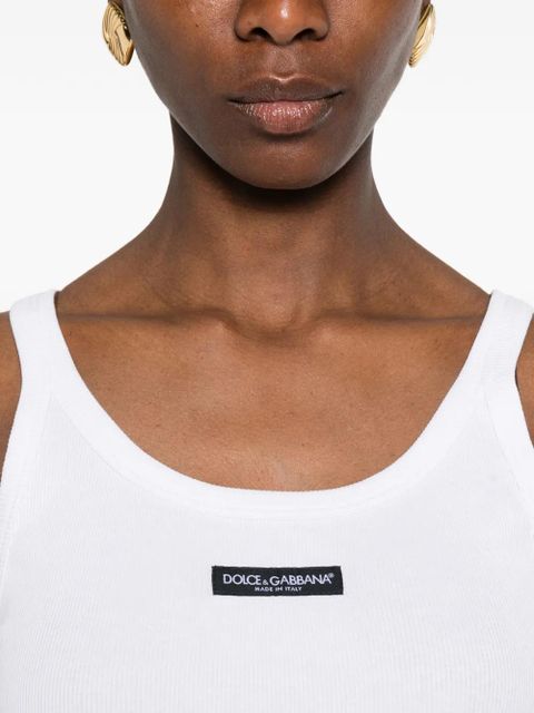 Dolce & Gabbana ribbed logo-label tank top - White