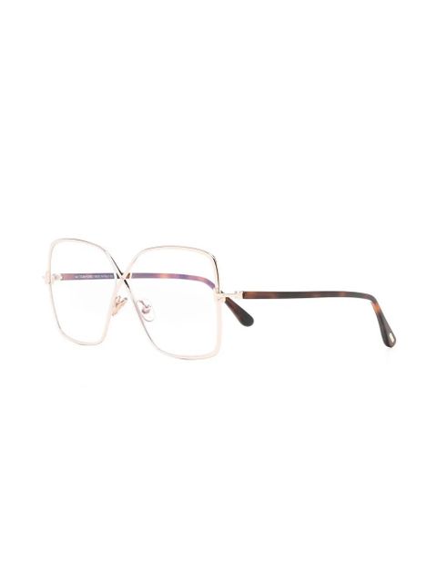 TOM FORD Eyewear tortoiseshell-effect square-frame glasses - Gold - zdjęcie produktu nr 2