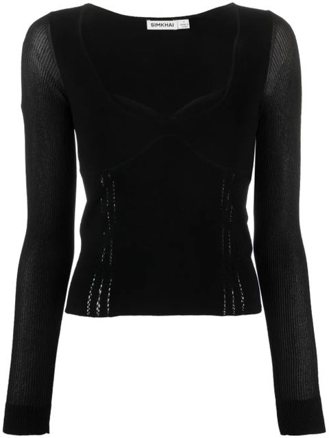 Simkhai sweetheart-neck fine-knit top - Black - zdjęcie produktu nr 1