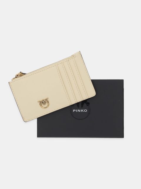 Pinko portfel skórzany damski kolor beżowy 100251 A0GK
