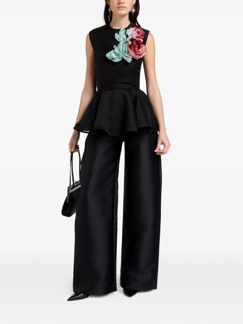 Marques'Almeida floral-appliqué peplum top - Black - zdjęcie produktu nr 2