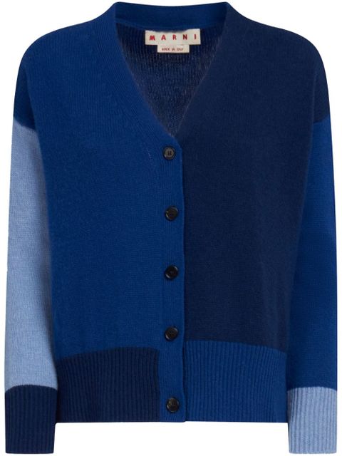 Marni colour-block cashmere cardigan - Blue - zdjęcie produktu nr 1