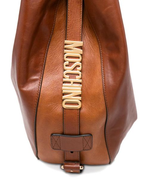 Moschino handle leather shoulder bag - Brown