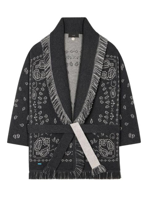 Alanui bandana-jacquard fringed cardigan - Grey - zdjęcie produktu nr 1