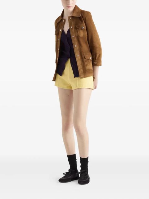 Prada side-zip cotton shorts - Yellow - zdjęcie produktu nr 2