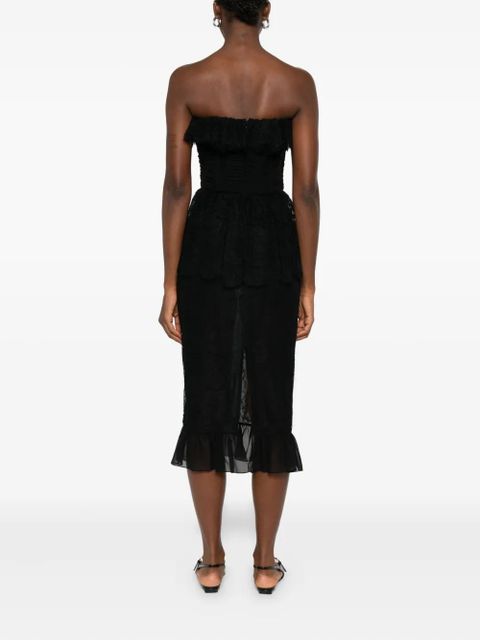 Alessandra Rich bow-lace ruffled dress - Black