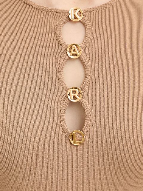 Karl Lagerfeld sukienka KARL DAILY kolor beżowy midi rozkloszowana B1W13003