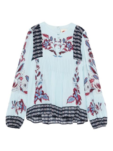 FARM Rio Marcelle floral-print pleated blouse - Blue - zdjęcie produktu nr 1