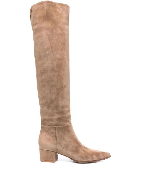 Gianvito Rossi 40mm leather pointed-toe knee-high boots - Neutrals - zdjęcie produktu nr 1