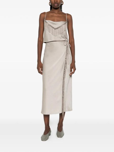Nanushka sarong fringe-detail midi skirt - Grey - zdjęcie produktu nr 2