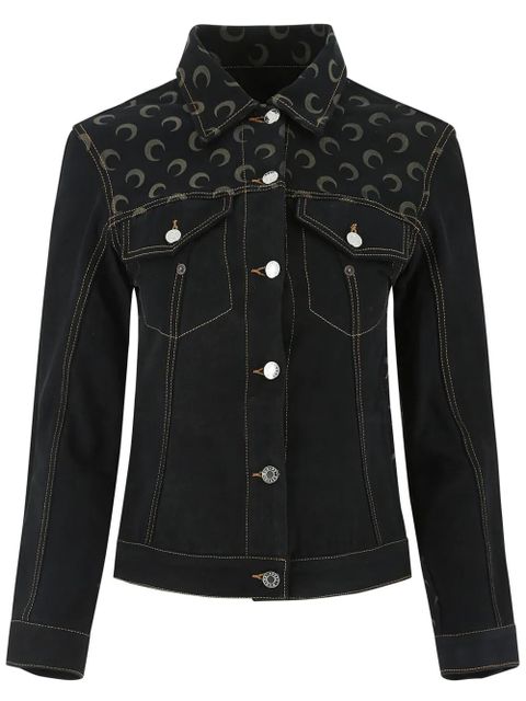 Marine Serre moon-print denim jacket - Black - zdjęcie produktu nr 1