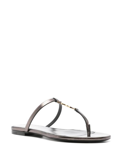 Saint Laurent Cassandra leather flip flops - Brown - zdjęcie produktu nr 2