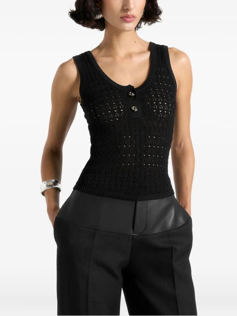 Manière De Voir Nora knot-button pointelle knitted vest - Black