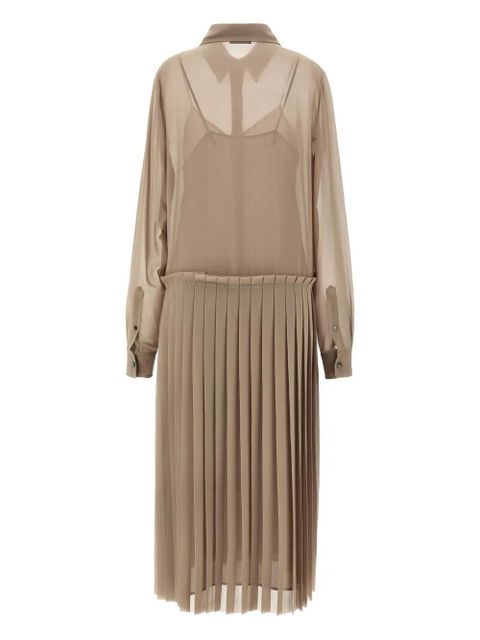 AMI Paris pleated midi shirt dress - Neutrals - zdjęcie produktu nr 2
