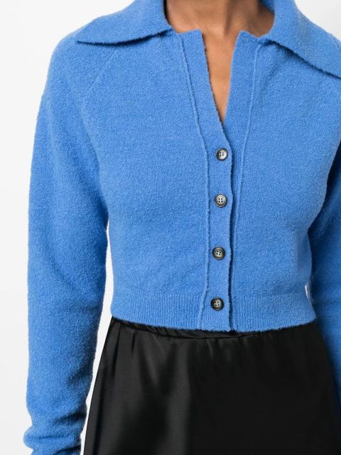 Nanushka spread-collar cropped cardigan - Blue