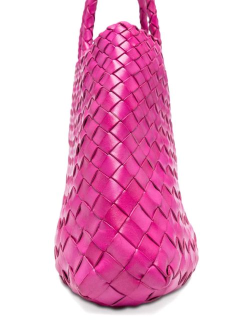 DRAGON DIFFUSION leather woven top-handle tote bag - Pink