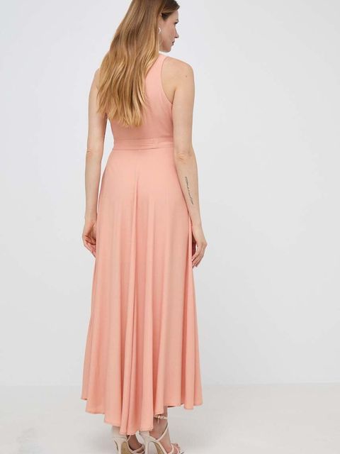 Twinset sukienka kolor pomarańczowy maxi rozkloszowana